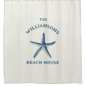 ビーチカスタムブルーコースタルスターフィッシュ シャワーカーテン (正面)