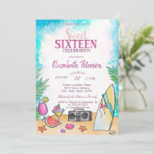 ビーチカッコいいカクテルフルーツサマースウィート16パーティー 招待状 (スタンド正面)