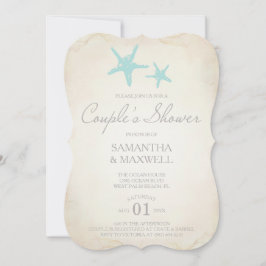 ビーチカップルのシャワー招待状- Starfish 招待状