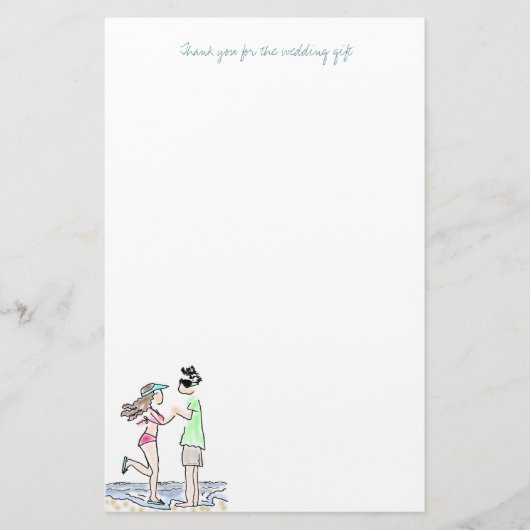 ビーチカップルサンキューノート紙 便箋 (正面)
