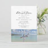 ビーチカップル写真リハーサルターコイズ 招待状 (スタンド正面)