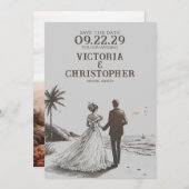 ビーチカップル日付の保存 セーブザデート (正面/裏面)