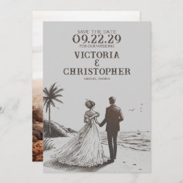 ビーチカップル日付の保存 セーブザデート