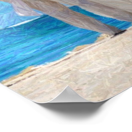 ビーチカップル結婚のデジタルアートポスター ポスター (角)