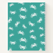 ビーチカニブルーホワイトパーソナライズされた ノートブック (裏面)