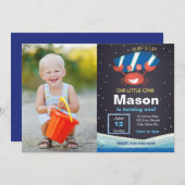 ビーチカニ誕生日招待状（写真付） 招待状 (正面/裏面)