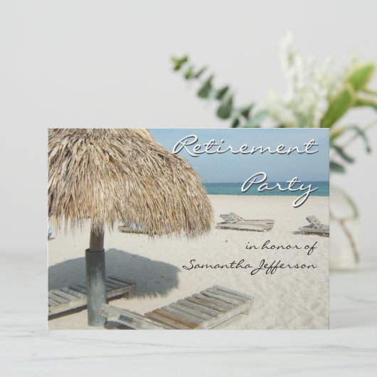 ビーチカバナシーンリタイアメントパーティの招待状 招待状 (スタンド正面)