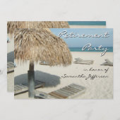 ビーチカバナシーンリタイアメントパーティの招待状 招待状 (正面/裏面)