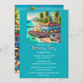 ビーチカフェ誕生日パーティー 招待状 (正面/裏面)