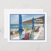 ビーチカラフルの椅子とテーブル，ギリシャ， NAXOS ポストカード (正面/裏面)