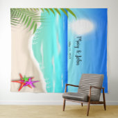 ビーチカラフルの結婚Starfishの写真の背景 タペストリー (インサイチュ(横))