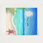 ビーチカラフルの結婚Starfishの写真の背景 タペストリー (正面(横))