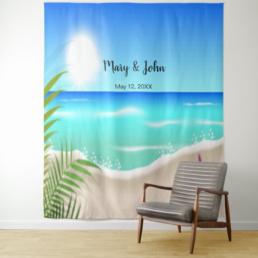 ビーチカラフルの結婚Starfishの写真の背景 タペストリー (インサイチュ)