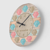 ビーチカラフルウッドシー航海のシェルズ ラージ壁時計 (傾斜)