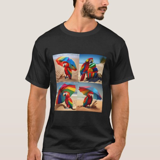 ビーチカラフルオウム Tシャツ (正面)