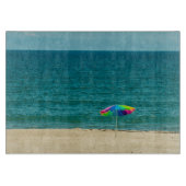 ビーチカラフルガラス切断板上の傘 カッティングボード (正面)