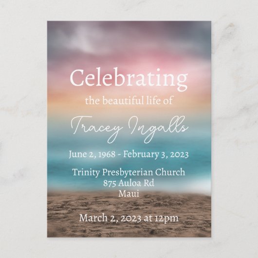 ビーチカラフルサンセット葬儀 ポストカード (正面)