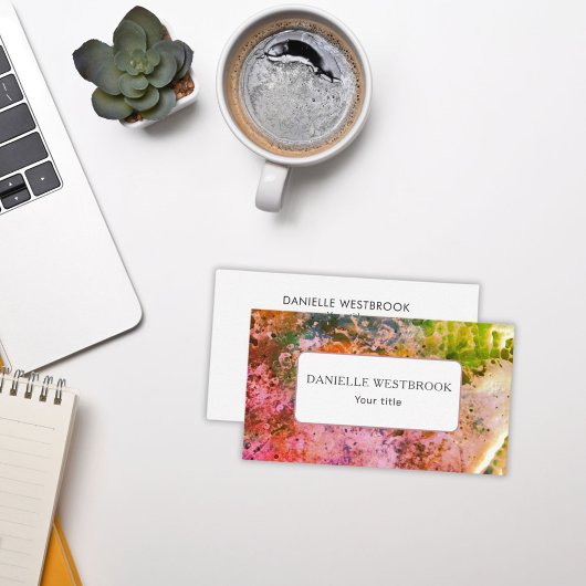 ビーチカラフルストーンレッドピンクグリーン 名刺