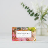 ビーチカラフルストーンレッドピンクグリーン 名刺 (スタンド正面)