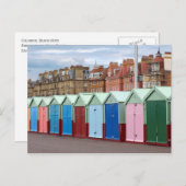 ビーチカラフルハッツ、ブライトンとホーブビーチ ポストカード (正面/裏面)