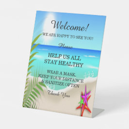 ビーチカラフルヒトデ結婚ィの安全 台座サイン