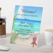 ビーチカラフルヒトデ結婚ィの安全 台座サイン (インサイチュ)