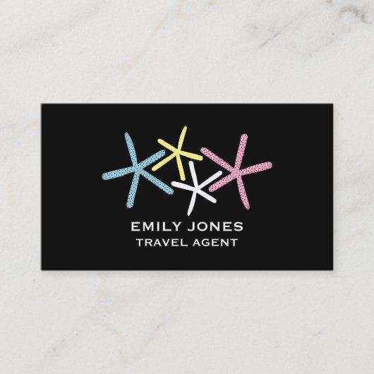 ビーチカラフルヒトデ,旅行と観光 名刺 (正面)