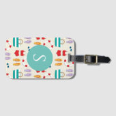 ビーチカラフルホリデーパターンモノグラム ラゲッジタグ (正面横)