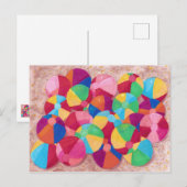 ビーチカラフルボールのコラージュを砂はがきに ポストカード (正面/裏面)