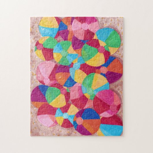 ビーチカラフルボールのコラージュを砂パズル ジグソーパズル (縦)