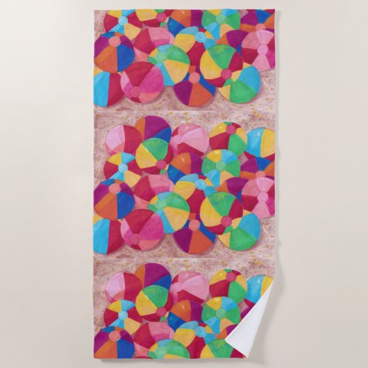 ビーチカラフルボールコラージオンサンドビーチタオル ビーチタオル (正面)