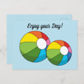 ビーチカラフルボール |テキストの追加 ポストカード (正面/裏面)