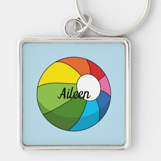 ビーチカラフルボール |名前の追加 キーホルダー (正面)