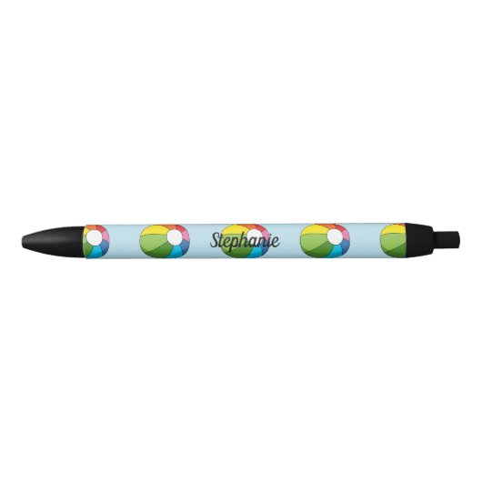 ビーチカラフルボール |名前の追加 黒ボールペン (正面)
