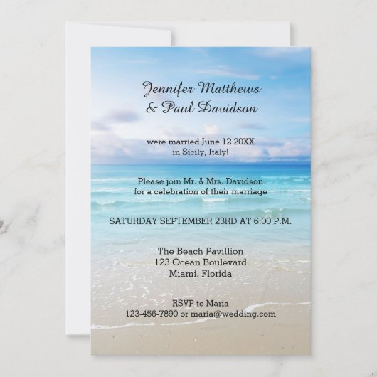 ビーチカラフルポストウェディングパーティー招待状 招待状 (正面)