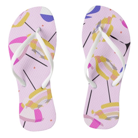 ビーチカラフル傘とレッド水玉模様パテ ビーチサンダル (ソール)