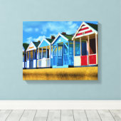 ビーチカラフル小屋 キャンバスプリント (インサイチュ (ウッドフロア))