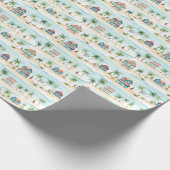 ビーチカラフル水彩熱帯産 ラッピングペーパー (角)