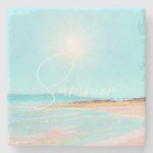 ビーチカラフル海岸夏 ストーンコースター (正面)