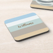 ビーチカラーブロックプラスチックコースター（コルクバック付） コースター (左側)