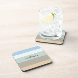 ビーチカラーブロックプラスチックコースター（コルクバック付） コースター