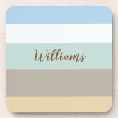 ビーチカラーブロックプラスチックコースター（コルクバック付） コースター (正面)