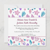 ビーチカリブのをテーマにしたウェディングレセプション 招待状 (裏面)