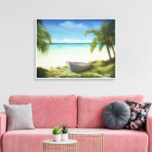 ビーチカリブのシースケーププリント – ビーチド キャンバスプリント (インサイチュ (リビング))