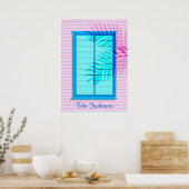 ビーチカリブのハウスハイダウェイインパステルピンクブルー ポスター (キッチン)