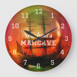 ビーチカリブのマンケーブビール ラージ壁時計