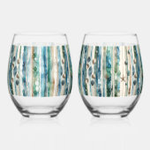 ビーチガラス製品、海をテーマ ステムなしワイングラス (裏面)