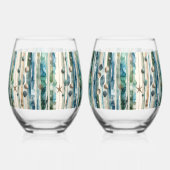 ビーチガラス製品、海をテーマ ステムなしワイングラス (正面)