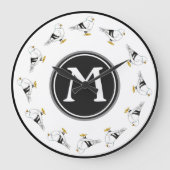 ビーチガルシーガルニューヨークピジョンバードイニシャル ラージ壁時計 (正面)
