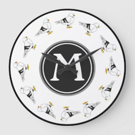 ビーチガルシーガルニューヨークピジョンバードイニシャル ラージ壁時計